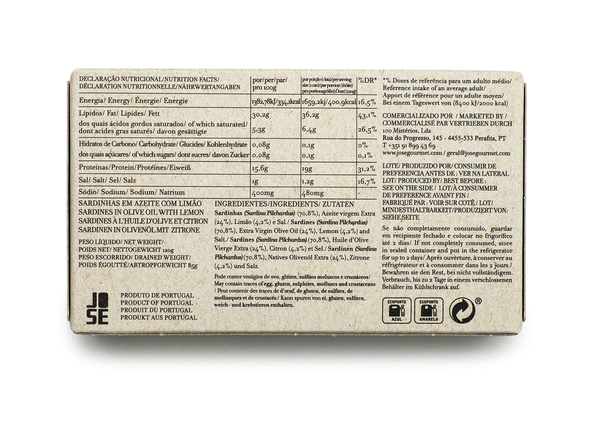 Jose Gourmet Sardinen mit Zitrone in Olivenöl, 120 gr