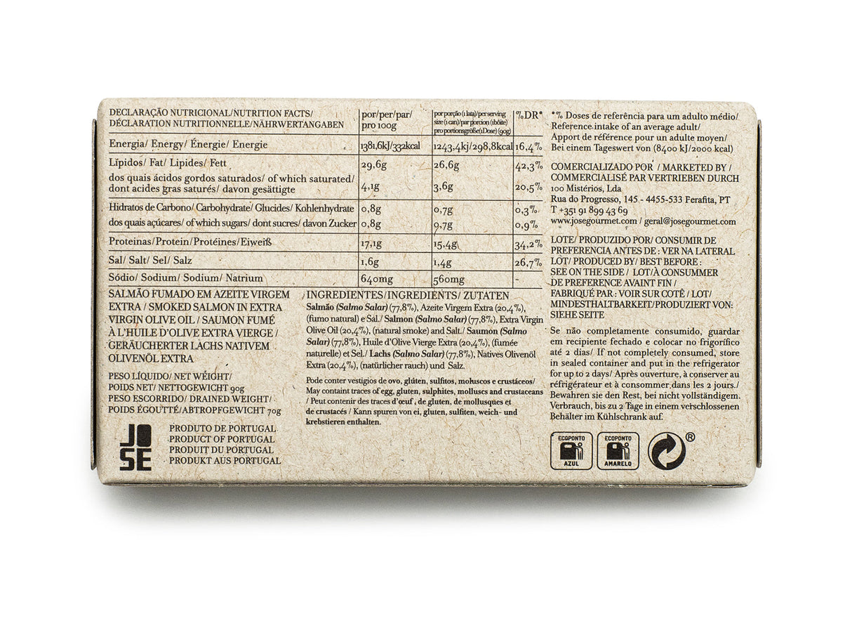 Jose Gourmet Räucherlachs in nativem Olivenöl, 90 gr