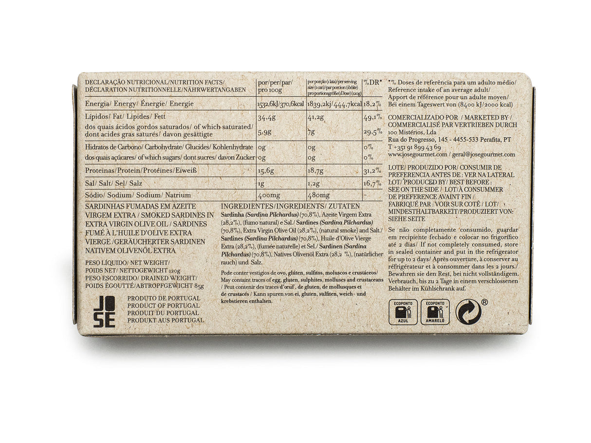 Jose Gourmet Geräucherte Sardinen in nativem Olivenöl, 120 gr
