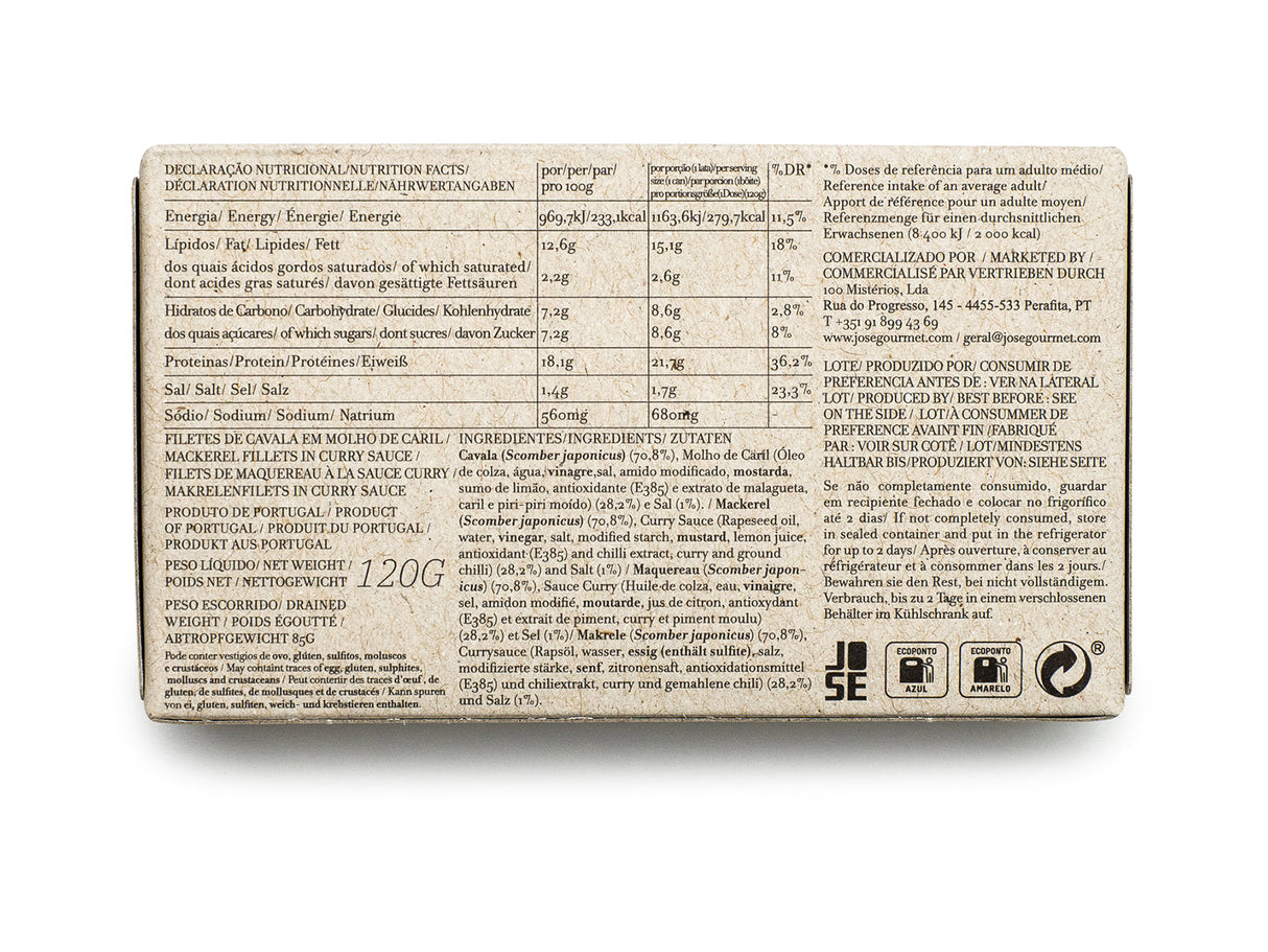 Jose Gourmet Makrelenfilets in Curry, 120 gr