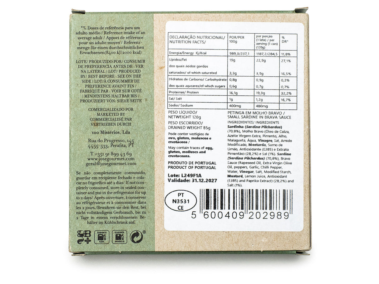 Jose Gourmet Kleine Sardinen in Bravo Sauce (scharf), 120 gr