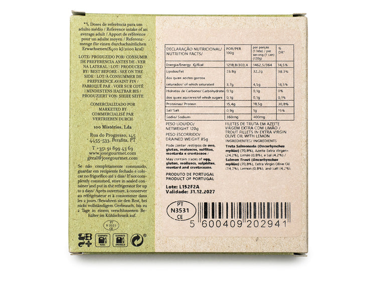 Jose Gourmet Forellenfilet in Olivenöl und Zitrone, 120 gr