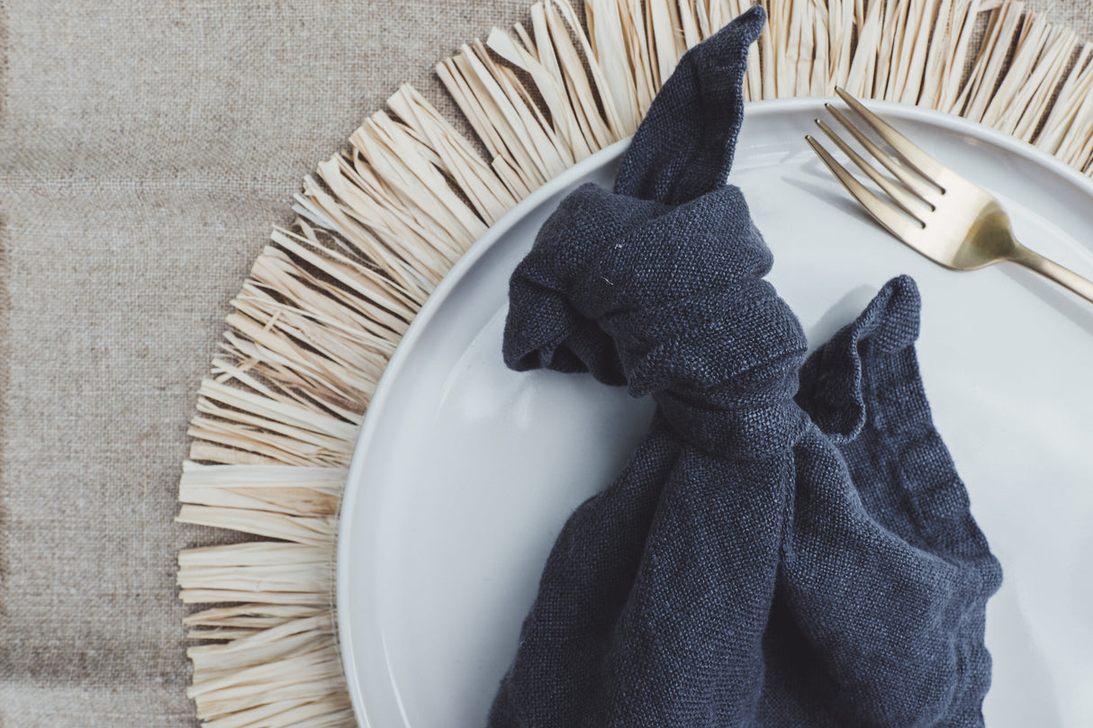 soñho Rustico Stoffservietten 2er Set 40 x 40 dunkelblau