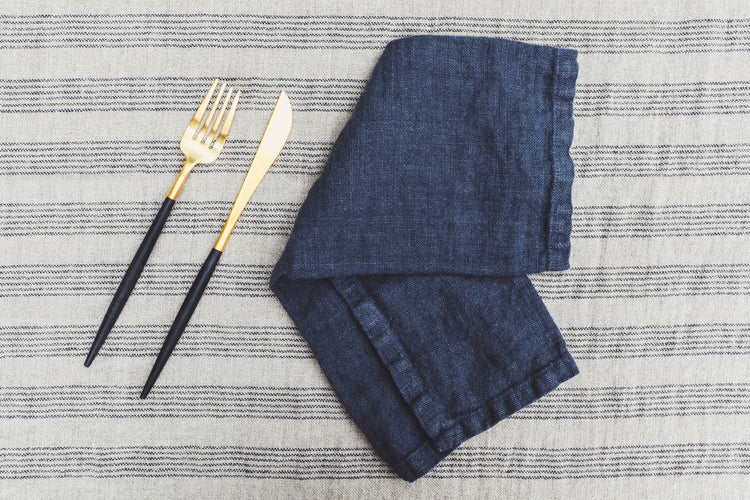 soñho Rustico Stoffservietten 2er Set 40 x 40 dunkelblau