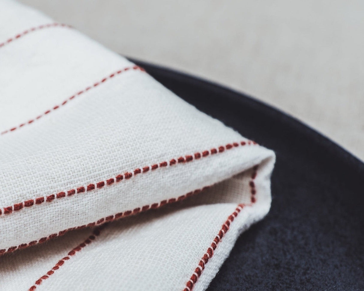 Aldeia - Stoffservietten 2-pack 40 x 40 terracotta gestreift