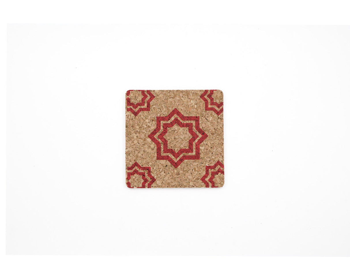 soñho Cortiça Azulejo Kork Untersetzer 4er Set, 10 x 10 cm