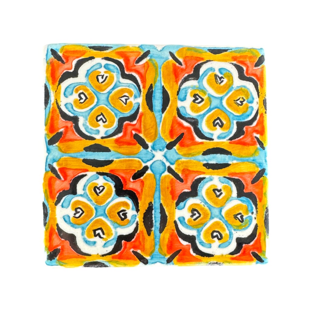 soñho Azulejo Boho Flores Círculo - Untersetzer 10 cm