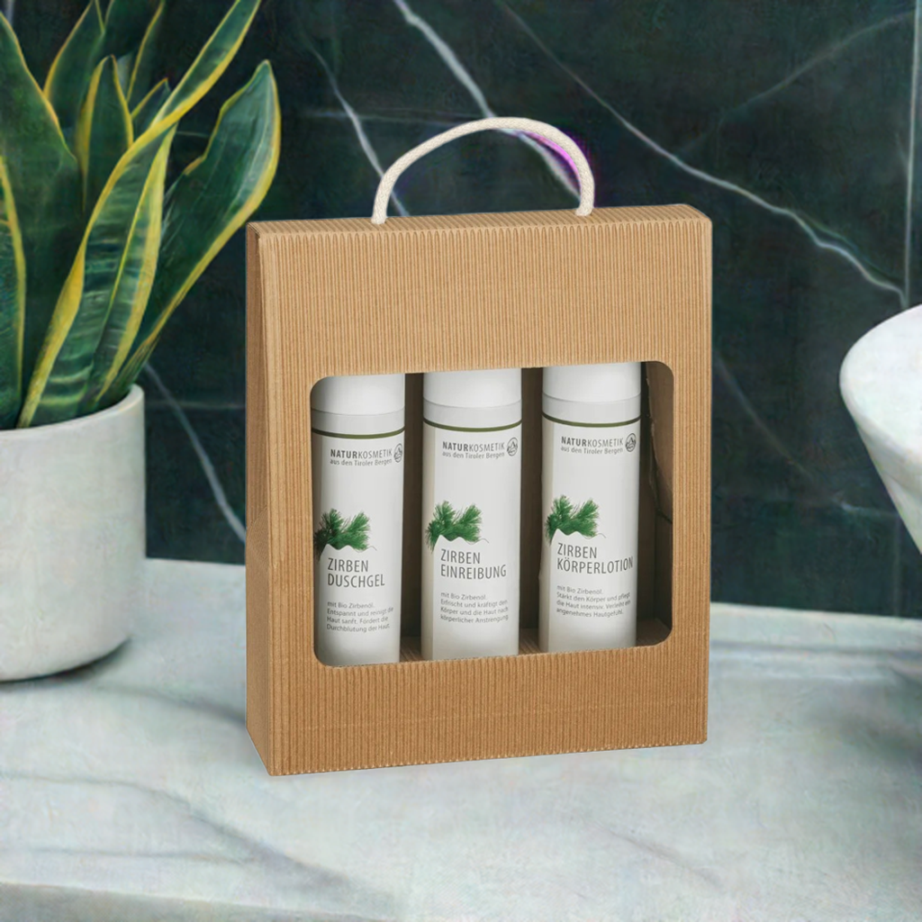 Brüder Unterweger Zirben Pflegepaket – Naturkosmetik mit Bio-Zirbenöl zur entspannenden & pflegenden Anwendung für Körper & Sinne