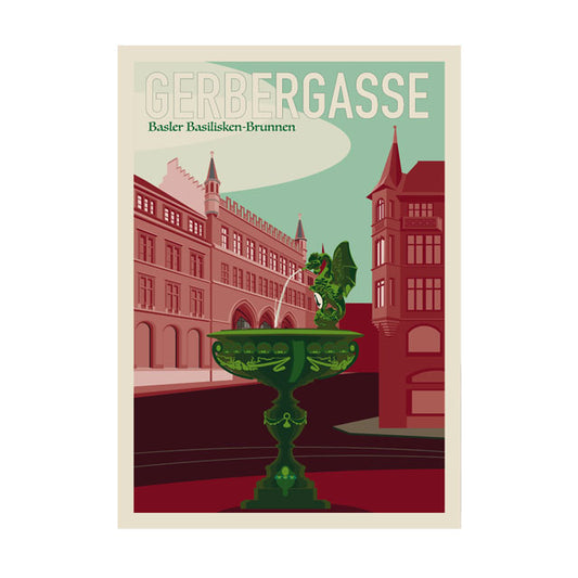 s.wert Postkarte Basel Gerbergasse Basilisk