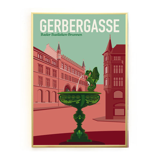 s.wert DIN A2 Poster Basel Gerbergasse Basilisk