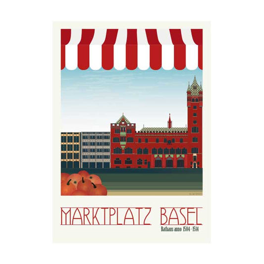 s.wert Postkarte Basel Marktplatz