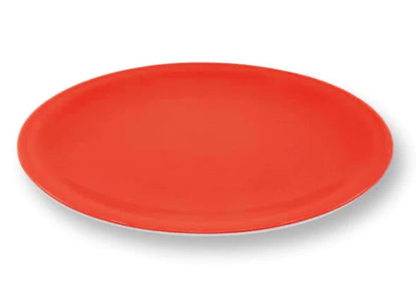 Rössler Porzellan Teller flach, 60s revival, rot, 25cm