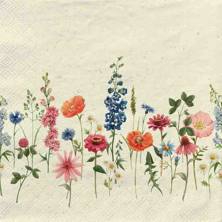 Wimmel Servietten 33x33 cm Gras-Zellstoff - natural flowers