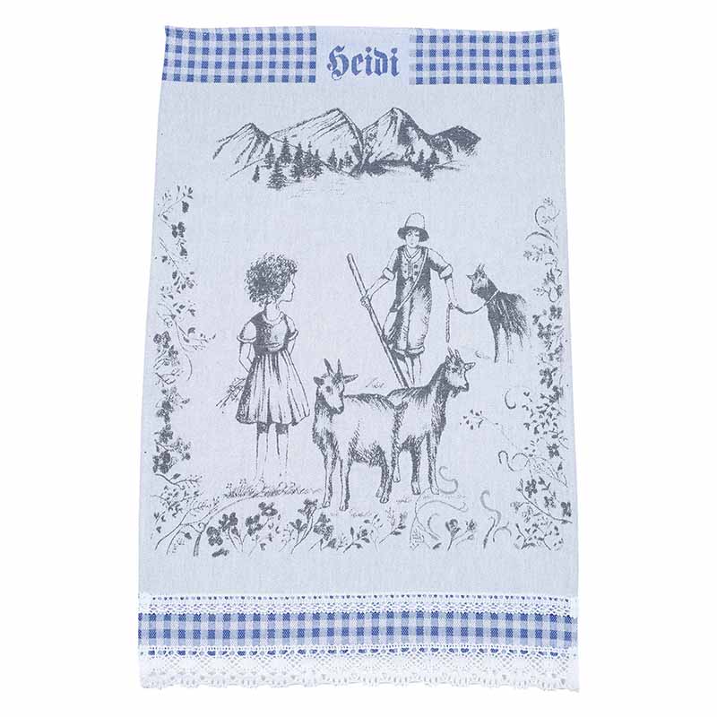 KULTSCHTOFF Küchentuch HEIDI mit Spitzen, blau