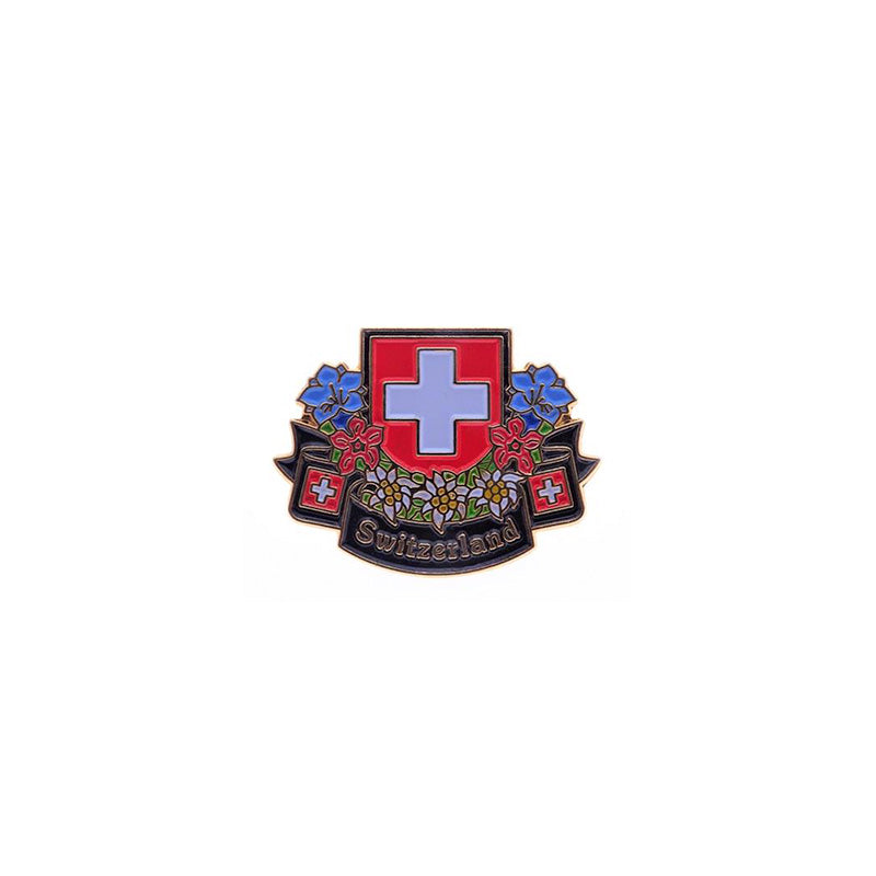 creanorm Pin Switzerland Wappen mit Blumen: 25 mm