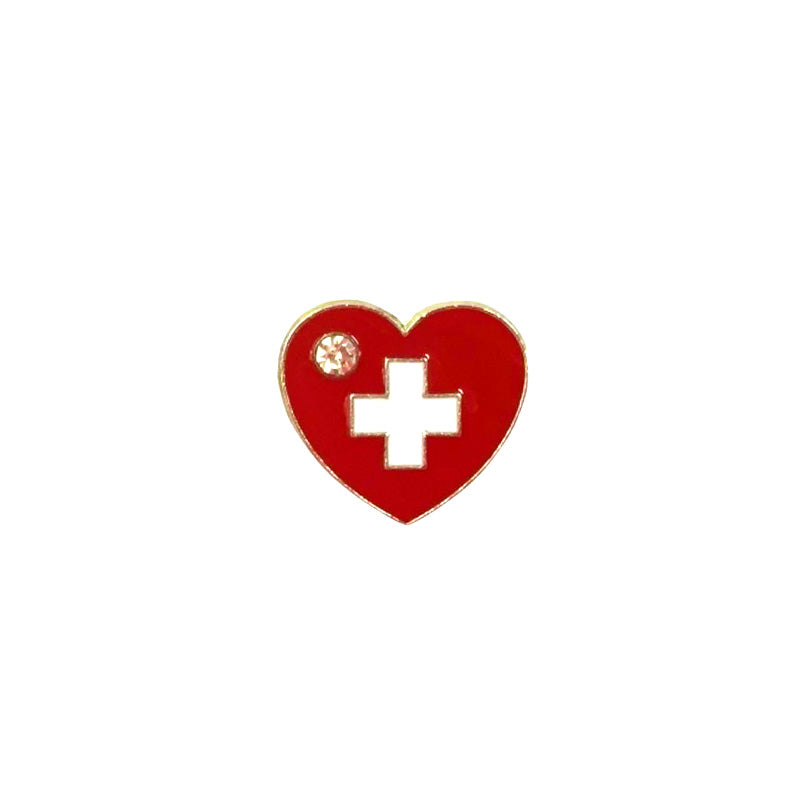 creanorm Pin Herz mit Schweizerkreuz und Strassstein