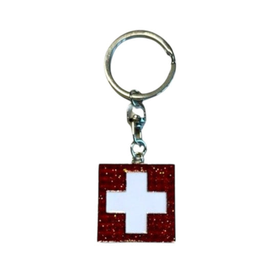 creanorm SchlüsselanhängerSchweizerkreuz Emaille mit Glitter, 3.2 x 3.2cm
