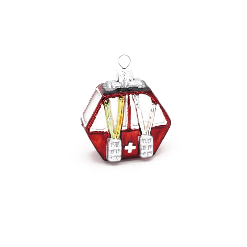 creanorm Glas Ornament Gondel mit CH Kreuz