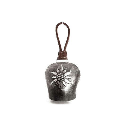 creanorm Glocke mit Ledergriff, Edelweiss silber, 15.5 x 14cm