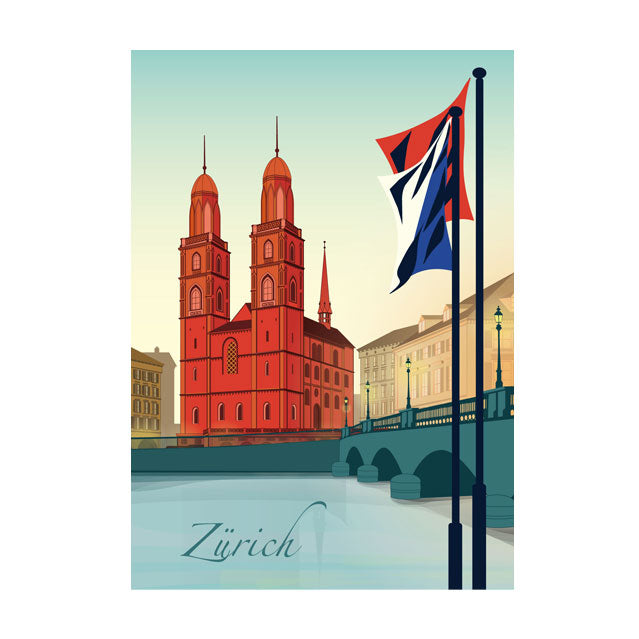 s.wert Postkarte Zürich Grossmünster, A6