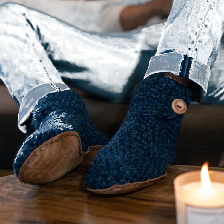 Kingdom of Wow Hausschuhe Wolle-Bambus Midnight Blue