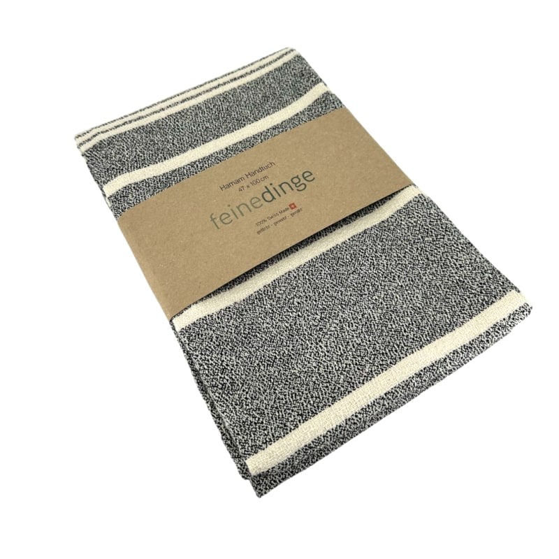 Hamam Handtuch gestreift, schwarz 47x100cm