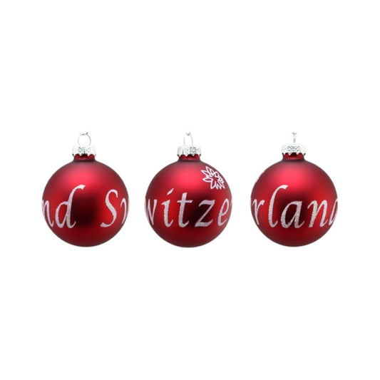 creanorm Glas Ornament Kugel Switzerland rundum, mit Edelweiss