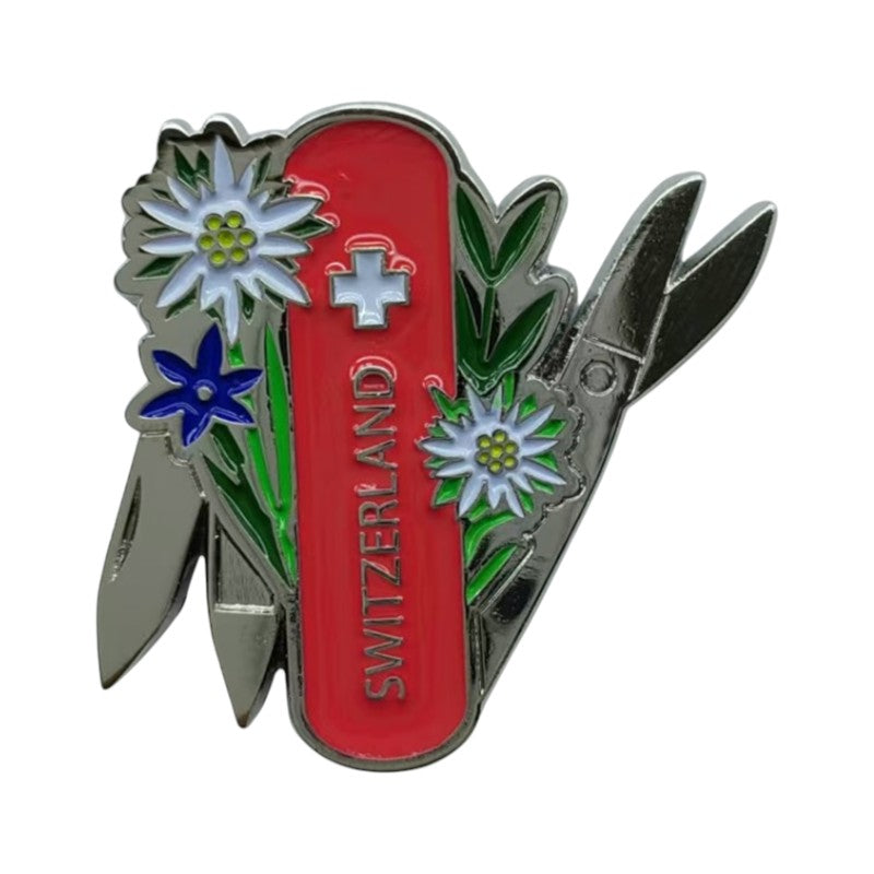 creanorm Pin Sackmesser mit Edelweiss - Switzerland, 35mm