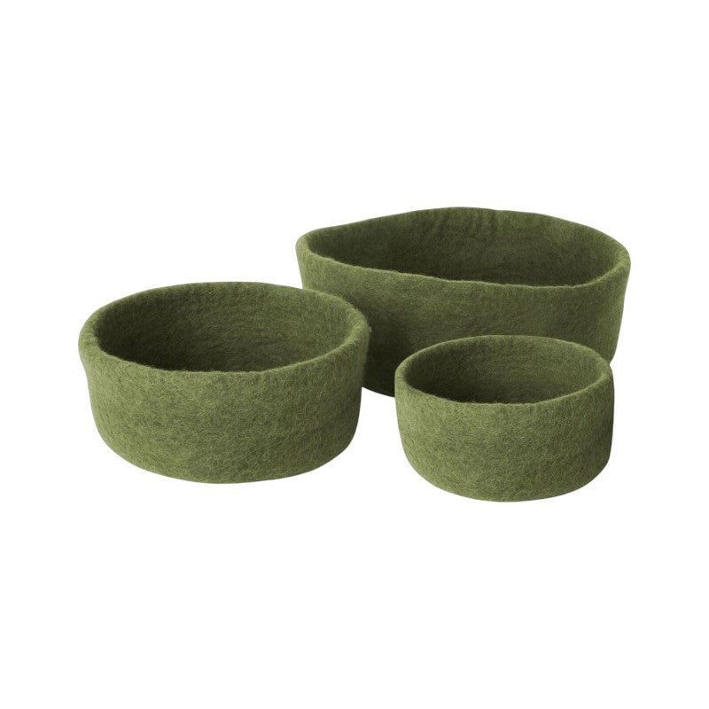 Gry & Sif Filzschalen 3er Set, grün