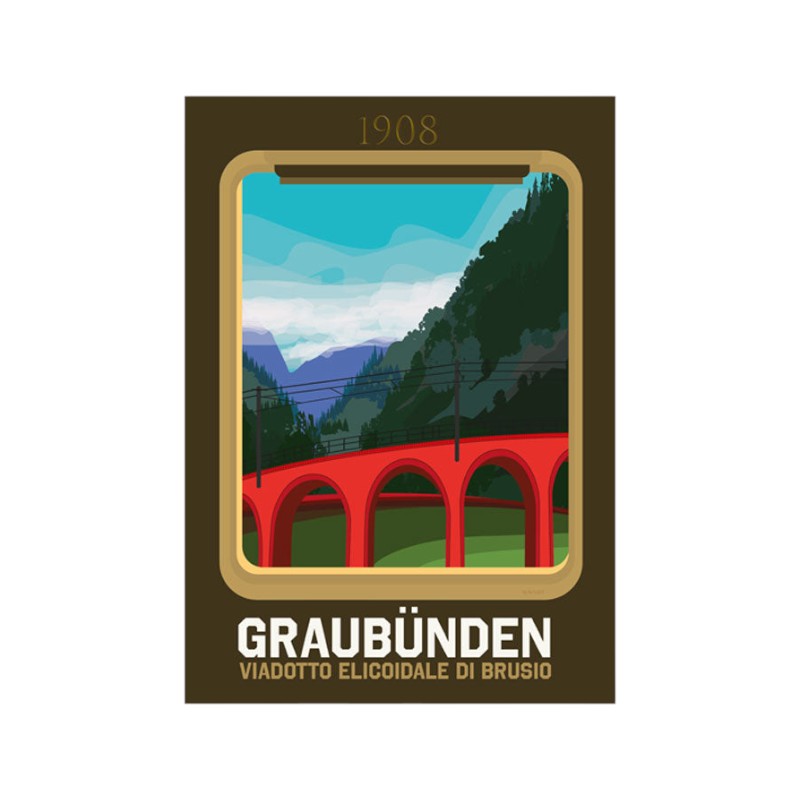 s.wert DIN A2 Poster Graubünden Kreisviadukt Brusio