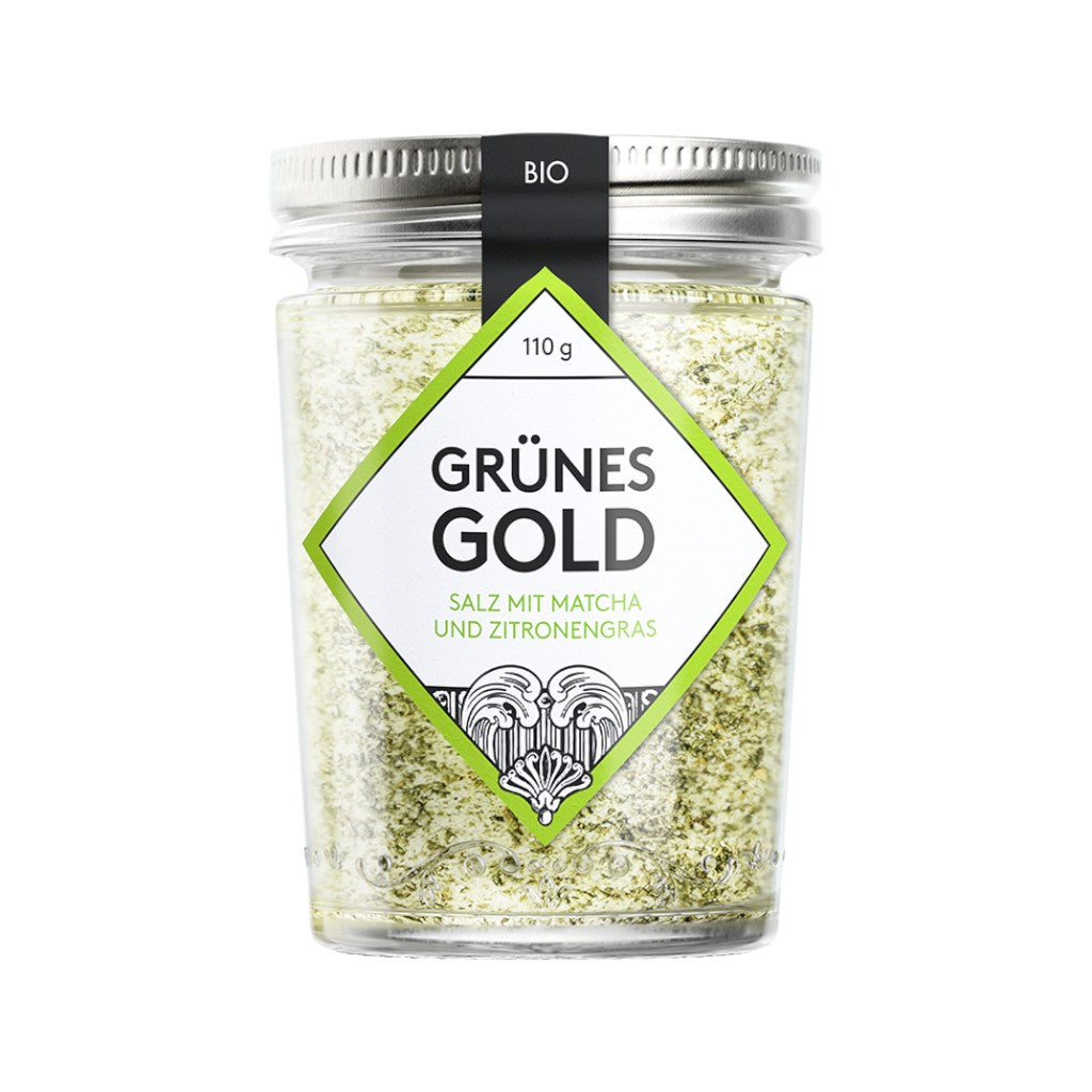 Grünes Gold Bio Gewürzsalz mit Matcha und Zitronengras, 110 g