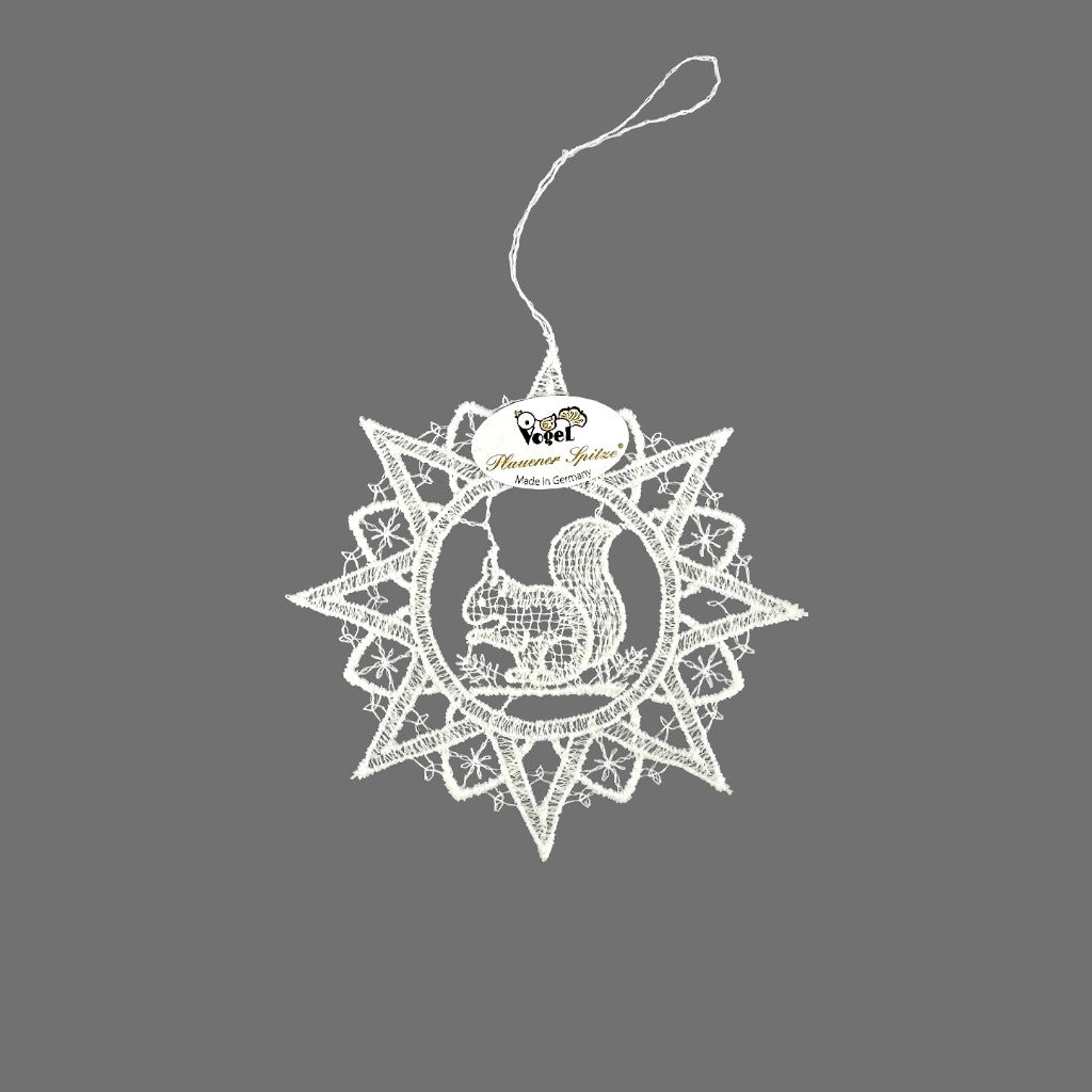 Weihnachtsanhänger Stern m. Eichhörnchen