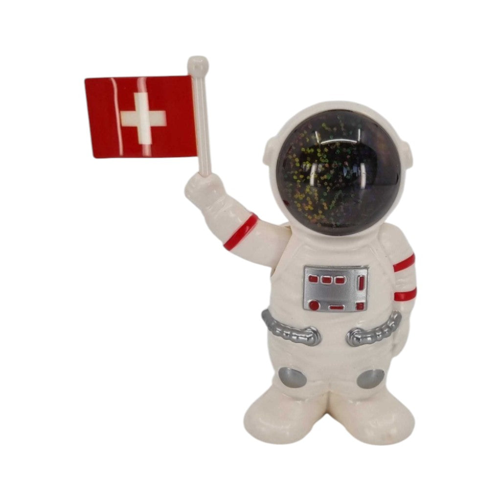 things Solar Astronaut mit Schweizer Fahne, Weiss