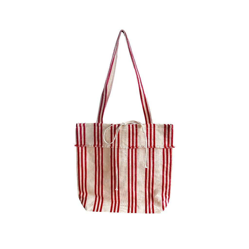 2 Tuch Tasche Streifen gross rot, 38x29 cm