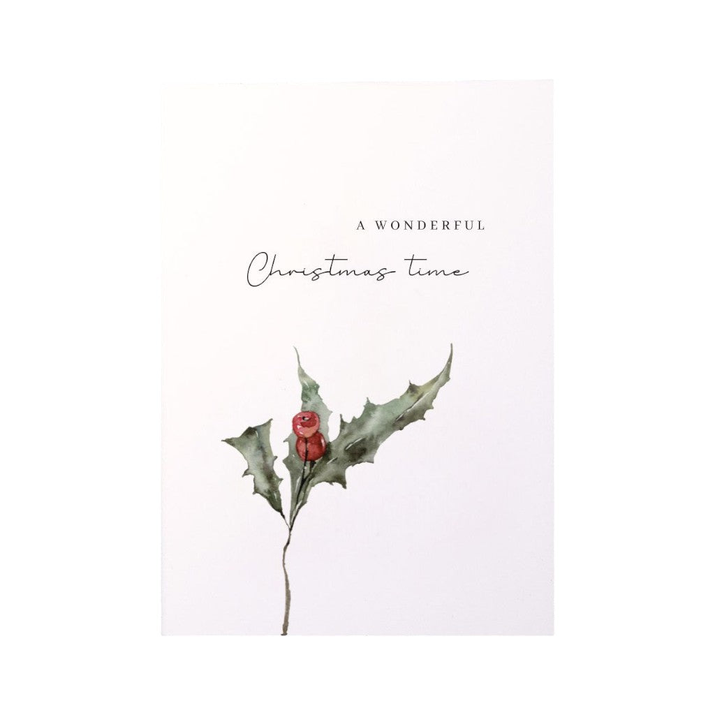 Grusskarte - A wonderful Christmas time, Zweig mit Beeren