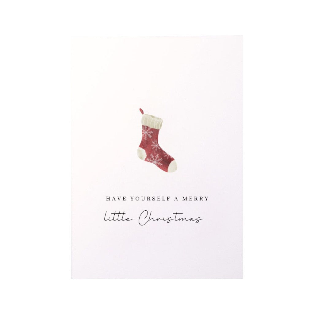 Grusskarte - Have yourself a merry little Christmas, Weihnachtssocke