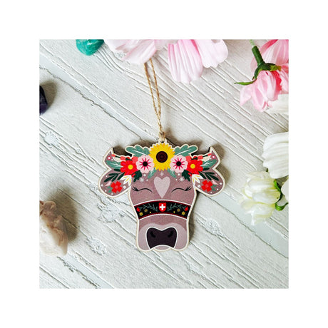 Holzdeko Anhänger Kuh