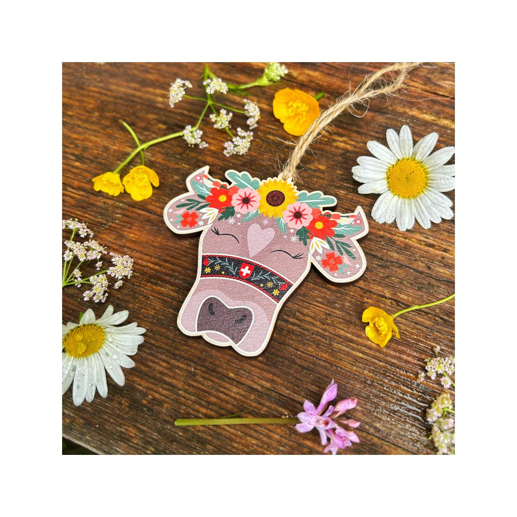 Holzdeko Anhänger Kuh