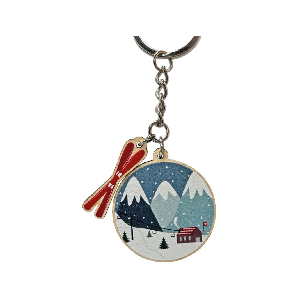 Schlüsselanhänger Skifahren in den Alpen