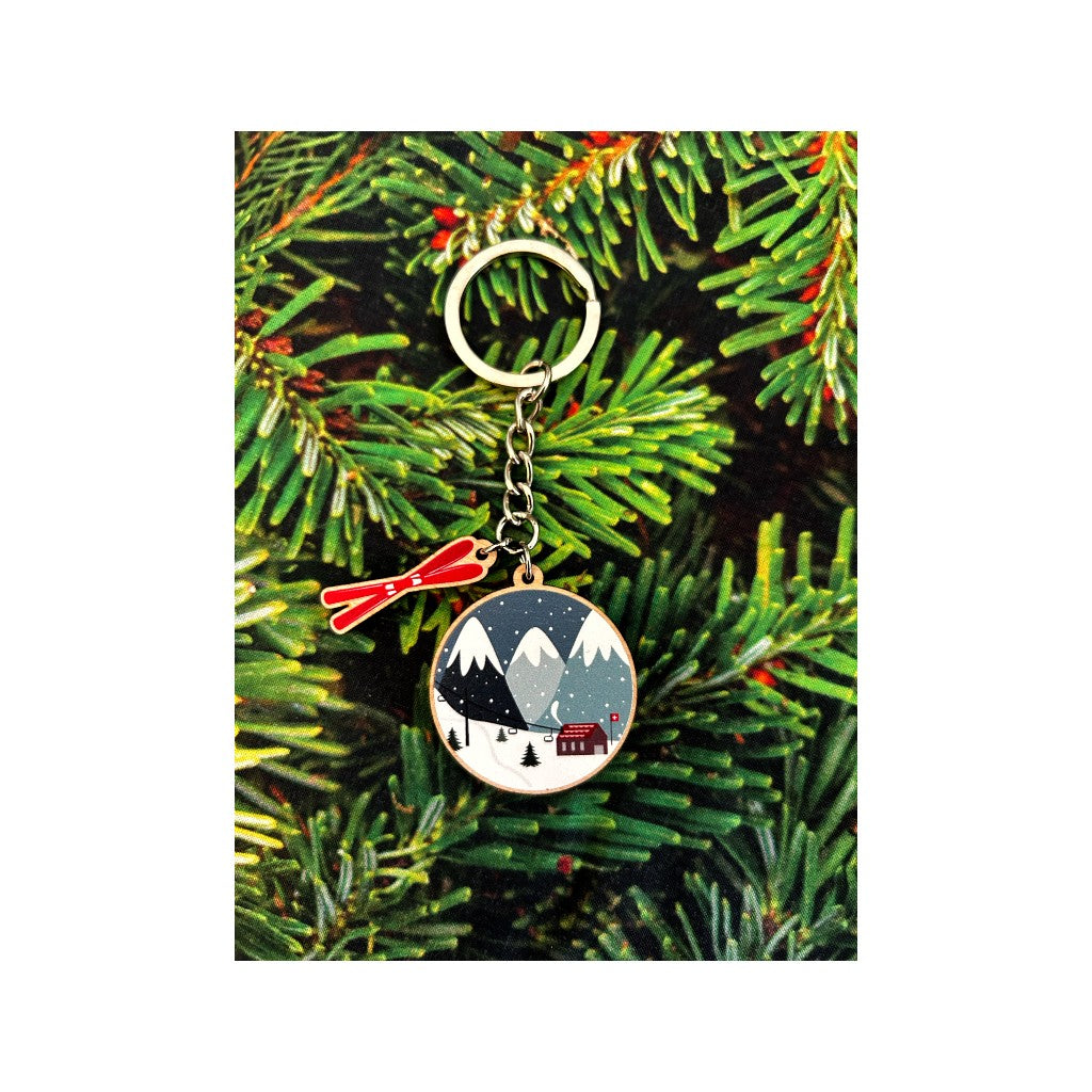 Schlüsselanhänger Skifahren in den Alpen