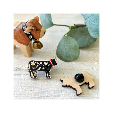 Holz Pin schwarze Kuh