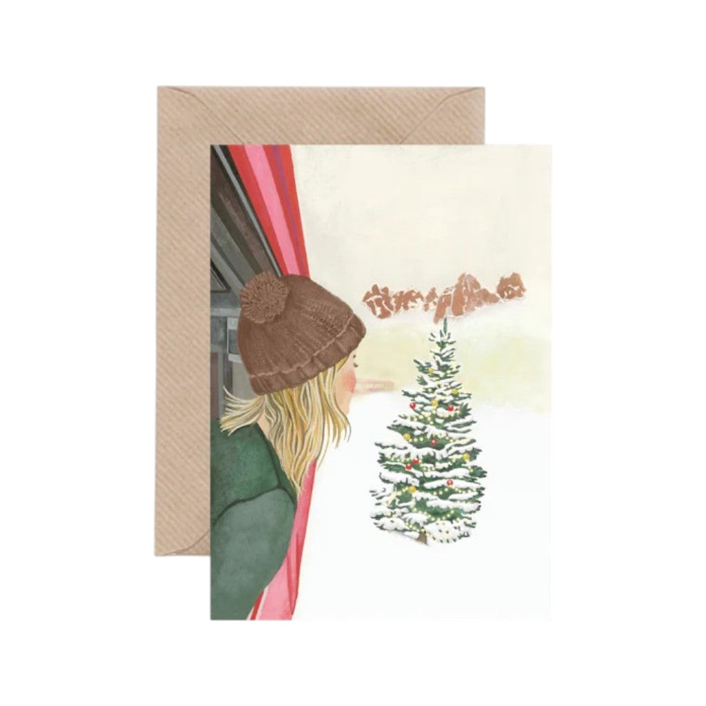 Lykkefund Grusskarte A6 Christmas Train Ride