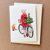 Lykkefund Grusskarte A6 Christmas Bicycle