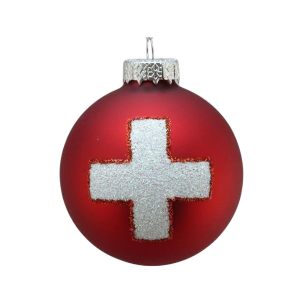 Glas Ornament Kugel Schweizerkreuz