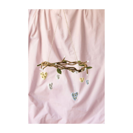 Gry & Sif Osterdeko Anhänger Mini Herz mit Blumenstickerei