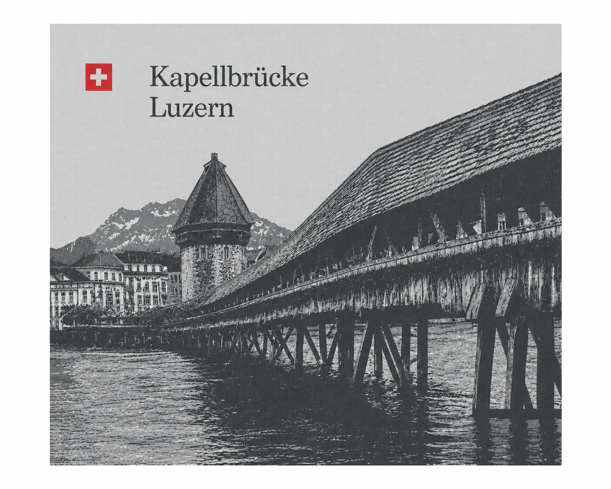 KULTSCHTOFF Küchentuch Scherli, Kapellbrücke Luzern