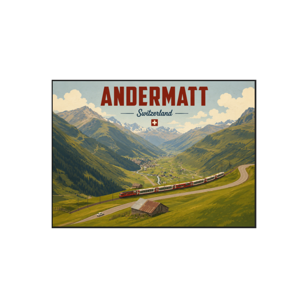 feinedinge Postkarte , Andermatt Glacier Express