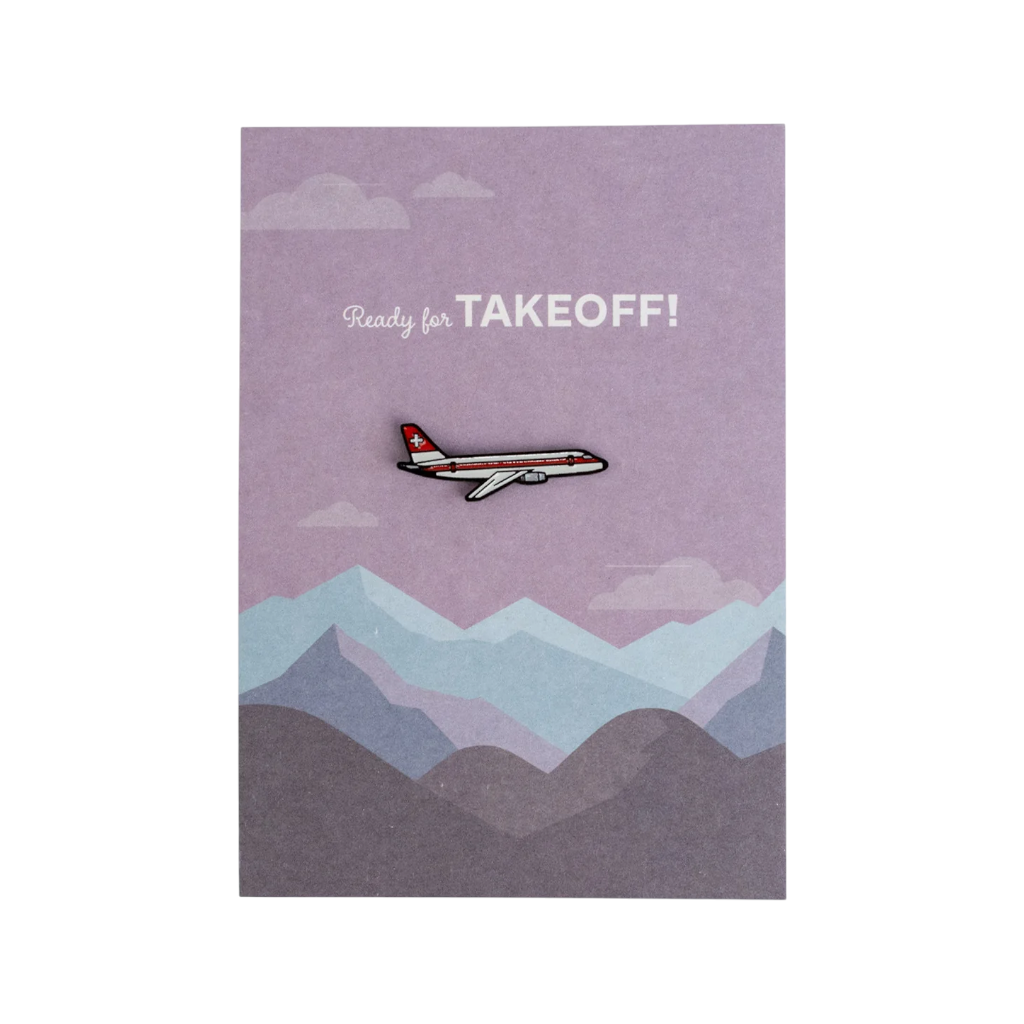 Fidea Design Pinspiration  Flugzeug Postkarte mit Ansteck-Pin, A6