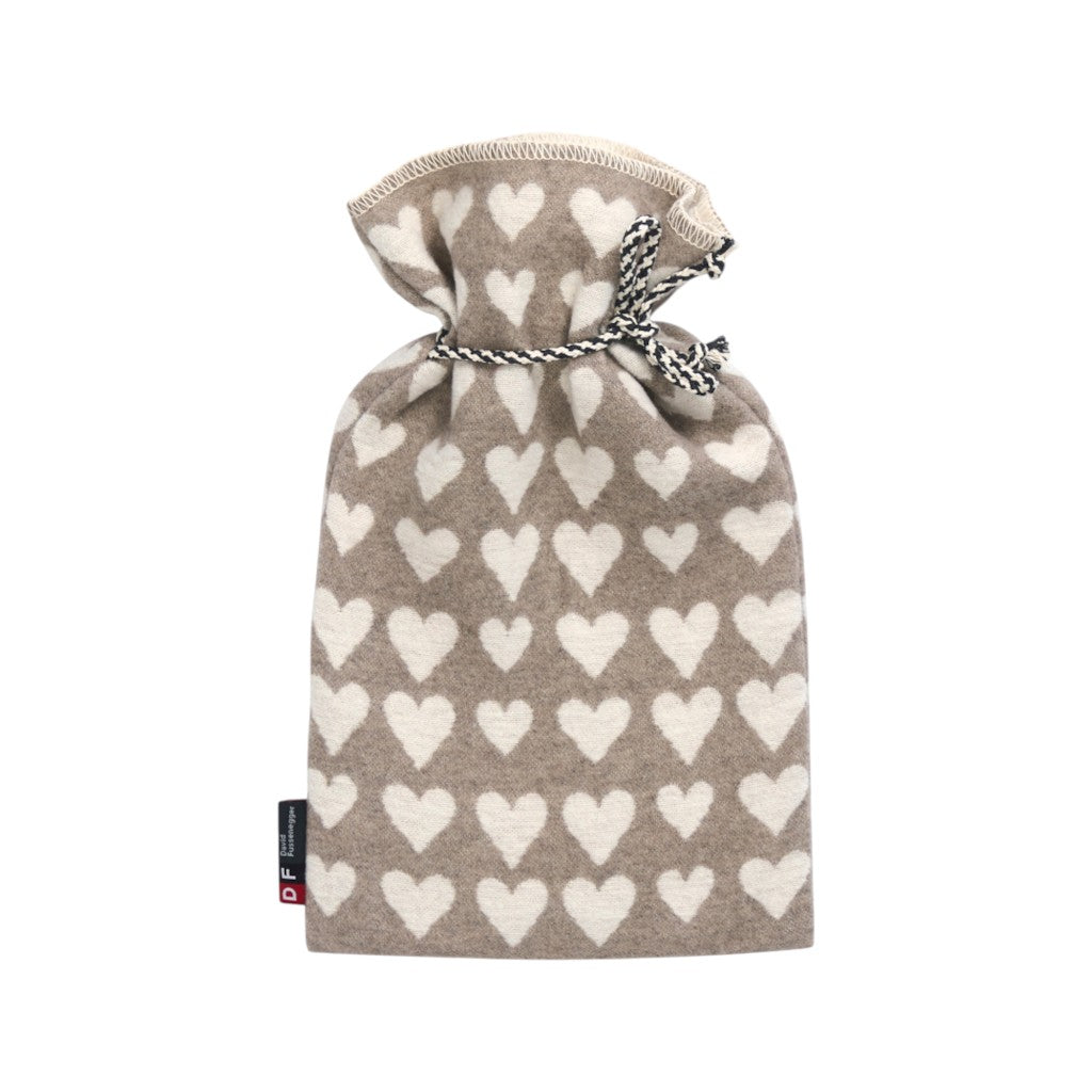 Sander AG Wärmflasche Herzen beige, 38x21, 2L, 2 l