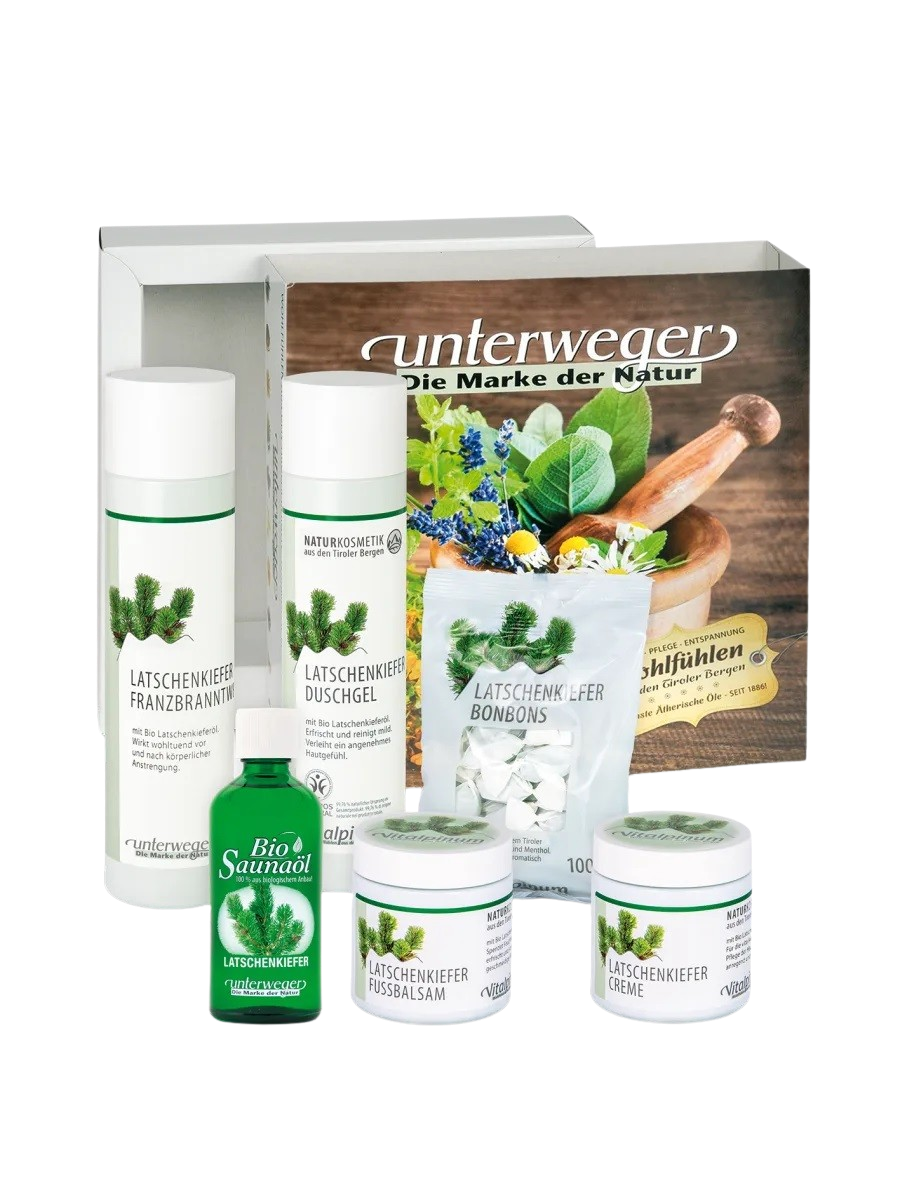 Unterweger Latschenkiefer Geschenkbox – Naturkosmetik-Set mit ätherischem Latschenkieferöl zur belebenden Pflege & Erfrischung